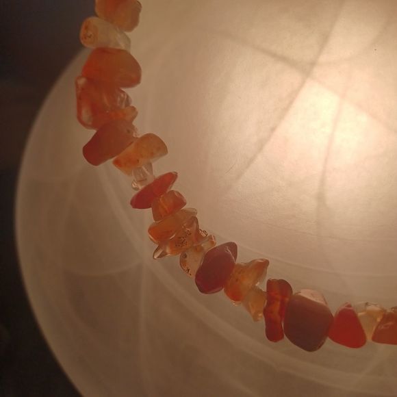 Real agate necklace, lightly polished stones, amber colouring - Picture 9 of 13
